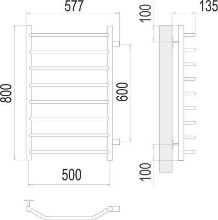 Полотенцесушитель Terminus Виктория П8 500х800 бп600 водяной