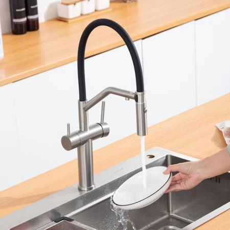Смеситель GAPPO G4399-85 для кухни с гибким изливом и подключением фильтра, сатин