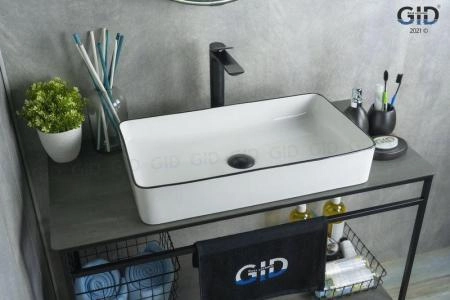 Раковина Gid Nc9399 60x34 на столешницу белый/черный