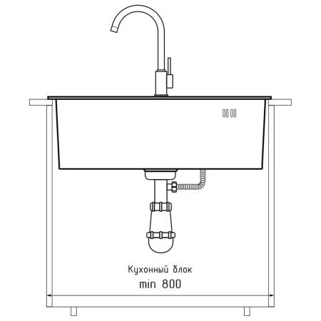 Кухонная мойка GranFest 6045, графит
