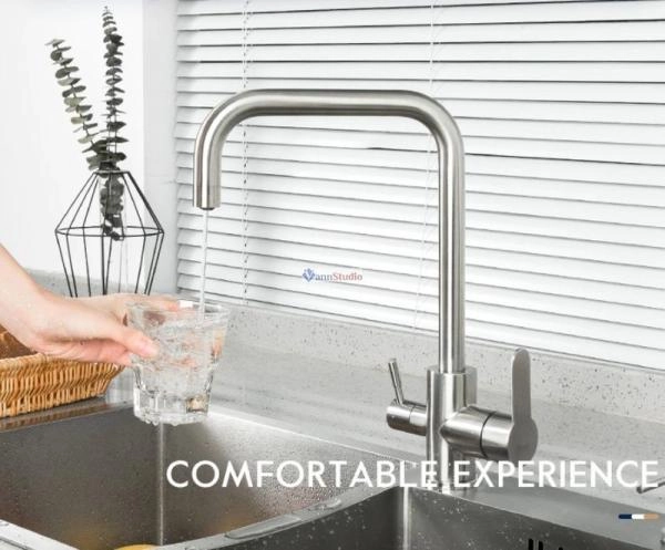 Смеситель для кухни Frap F43801 с краном для фильтр/воды сатин