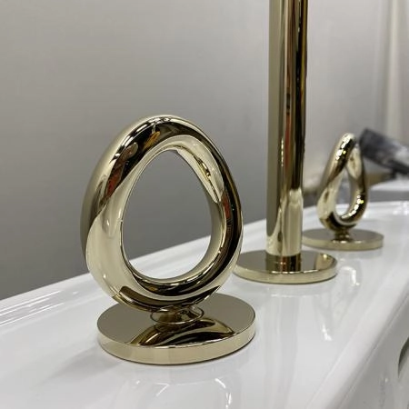 THG Collection O Смеситель для раковины, 3 отв., с донным клапаном,  цвет: Soft gold