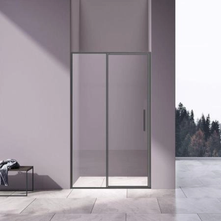 Душевая дверь Vincea Slim 8mm VDP-4SL120CLGM, вороненая сталь, стекло прозрачное