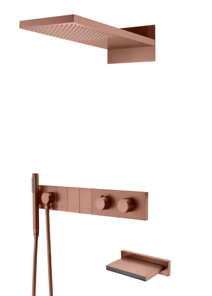 Встроенная душевая система Boheme с изливом ZODIAC с термостатом, трехпозиционная Brushed Bronze 133-2-BRB