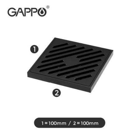 Душевой трап Gappo G81050-6 чёрный 100x100мм