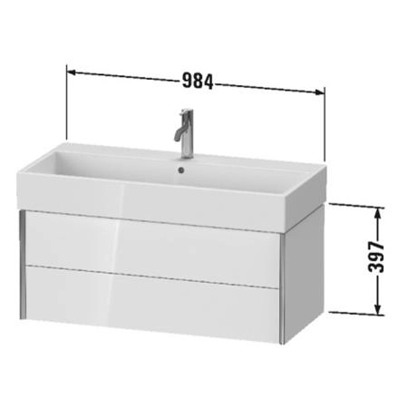 Duravit XViu Тумба подвесная 98.4x45.4x39.7см, с раковиной, 2 ящика, цвет: белый глянцевый/champagne matt