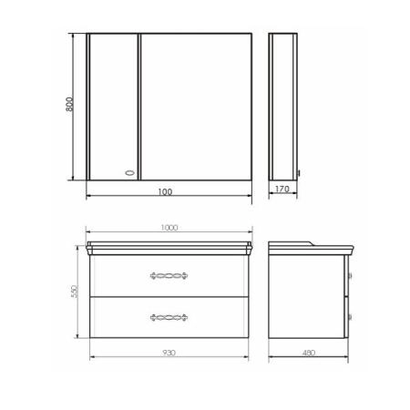 Зеркало шкаф Comforty Неаполь-100 белый глянец