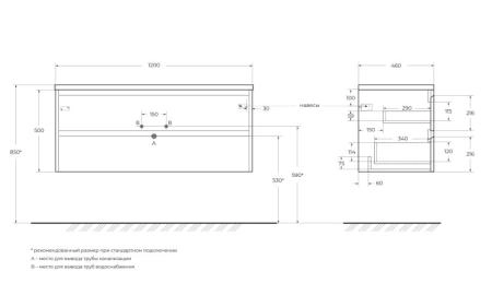 керамическая Раковина Белый 1210х460 мм BB1200ETL