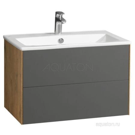 Тумба под раковину AQUATON Сохо 100 дуб веллингтон, графит софт 1A258201AJA00
