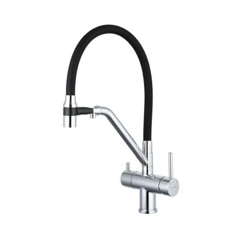 Смеситель Gappo G4398-80 для кухни с краном для фильтра черный хром