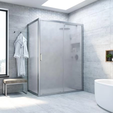 Душевой уголок Vegas-glass ZP+ZPV NOVO h2000 180*100 07 10, профиль матовый хром, стекло сатин