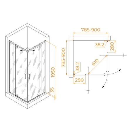 Душевой уголок RGW PA-038 Passage 80x80 Хром прозрачное