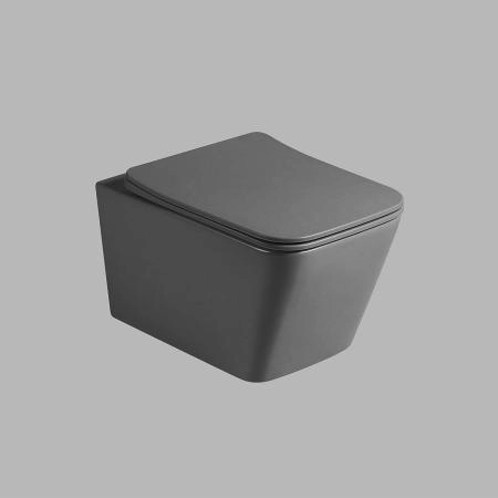 Унитаз подвесной Vincea Q-Line VT1-12MA безободковый, цвет антрацит мат., ультратонкое soft close сиденье