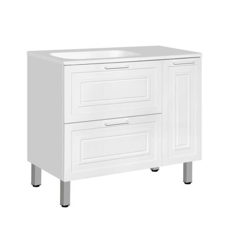 Тумба Style Line Elfante Альба (2 ящ./корзина) Барселона 90 Левая, Люкс, белый, PLUS универсальная