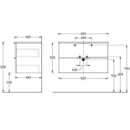 Тумба Kerama Marazzi PIANO FORTE ПИАНО ФОРТЕ PI.F.85\OLM подвесная 85 см, 2 ящика, дымчатый вяз