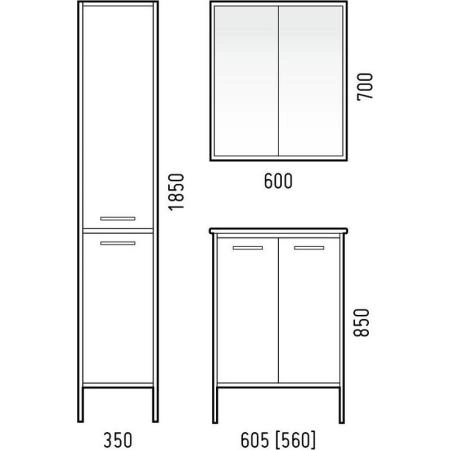 Тумба под раковину Corozo Айрон 60, черный/антик