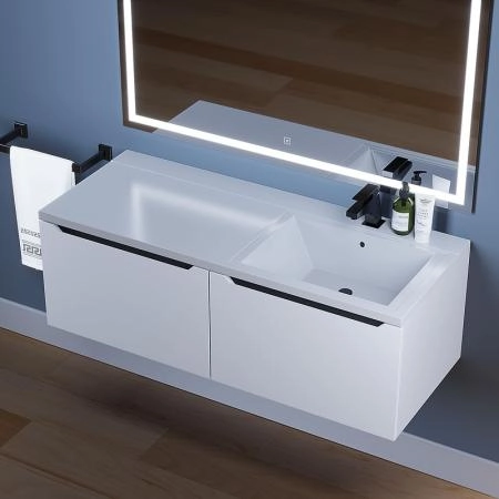 Тумба под стиральную машину Uperwood Tanos 60 см раковина Cosmos 120 см правая, белая/графит