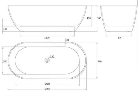 Ванна AquaStone Бали 180х80 литьевой мрамор
