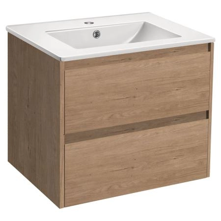 Тумба под раковину Vincea Gio 600 подвесная, 2 выкатных ящика soft-close, N.Oak