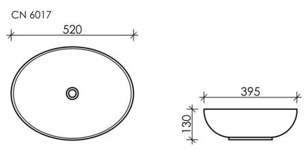 Умывальник чаша накладная овальная Element 520x395x130мм