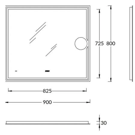 Зеркало Kerama Marazzi TECNO ТЕКНО TE.mi.90.1 c LED 90 с макро линзой, с подсветкой, с функцией антизапотевание, белый глянцевый