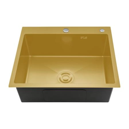 Кухонная мойка GAPPO GS6050-3 с коландером, золотой сатин
