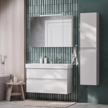 Roca Oleta Зеркальный шкаф 100х70см, c LED-светильником, цвет: белый
