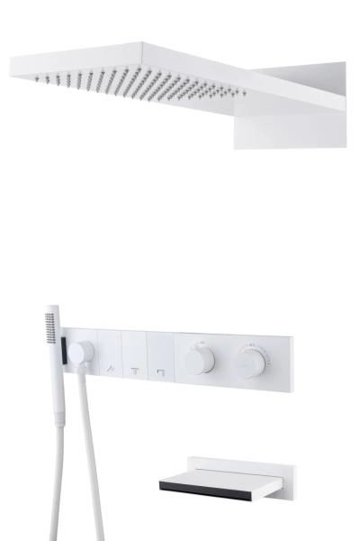 Встроенная душевая система Boheme с изливом ZODIAC с термостатом, трехпозиционная Matt White 133-2-MW