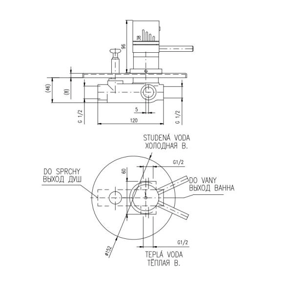 Смеситель Rav Slezak DUNAJ TERMOSTAT DT286 для душа, цвет Хром скрытого монтажа с переключателем