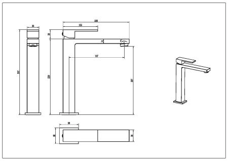 Смеситель для умывальника Boheme высокий Qubic Brushed Bronze 472-BRB