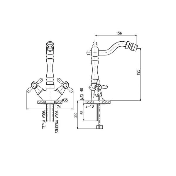 Смеситель Rav Slezak MORAVA RETRO MK120.5/9Z для биде, цвет Золото