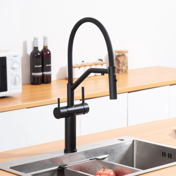 Смеситель GAPPO G4399-86 для кухни с гибким изливом и подключением фильтра, черный
