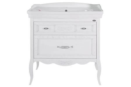 Тумба под раковину ASB-Woodline Модерн 85 Белый (патина серебро)