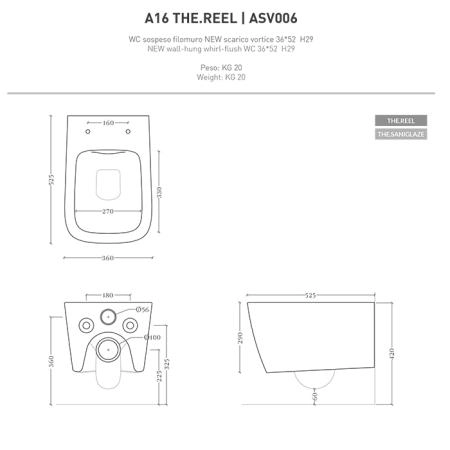 Artceram A16 Унитаз подвесной 36x52см, безободковый, saniglaze, the.reel, цвет: matera
