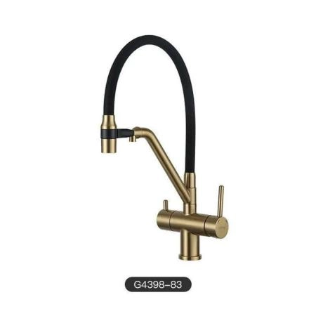 Смеситель Gappo G4398-83 для кухни с подключением фильтра питьевой воды.золо/чёр