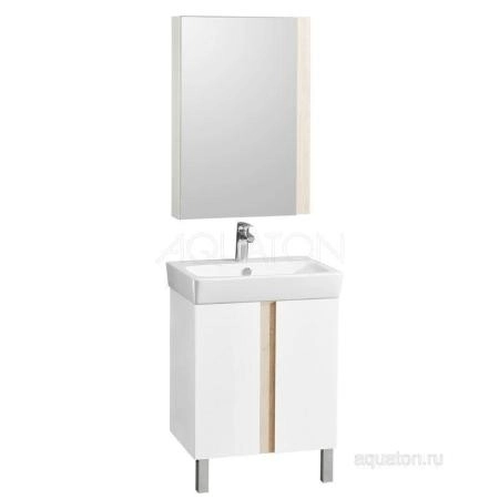 Тумба под раковину AQUATON Кантри 60 белый, дуб верона 1A257401AHB20