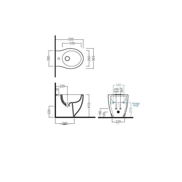 Биде Hatria LeFiabe 50 Y1E1 приставное