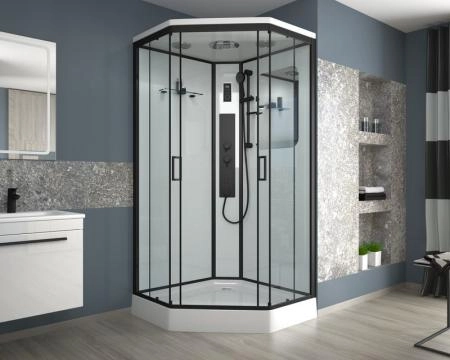 Душевая кабина Niagara Premium NG-6901-01GD BLACK (900х900х2200) низкий поддон(16см) стекло ТОНИРОВАННОЕ