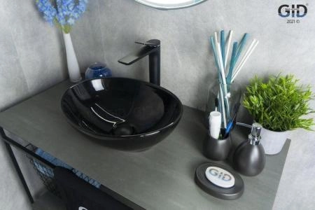Раковина Gid Nc920 41x34 на столешницу черная глянцевая