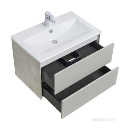 Тумба под раковину AQUATON Сохо 75 cлэйт, галька серая 1A258101AJ9A0