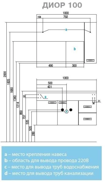 Шкаф зеркало Акватон Диор 100 1A167902DR01R с подсветкой белый