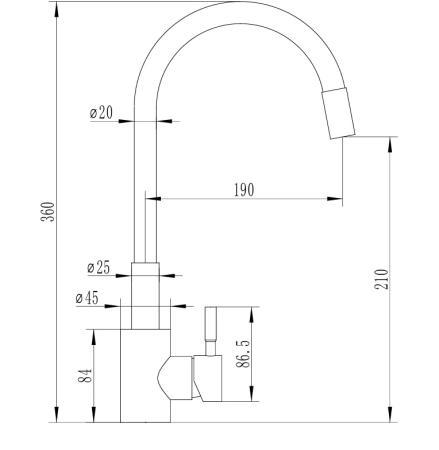 Cмеситель для кухни Ceruttispa Атэна GG-W (ATENA GG-W) из нержавеющей стали, цвет графит, излив белый