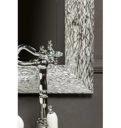 Зеркало Boheme Linea прямоугольная 79х95 535, белый/серебро, рельефная резная рама из массива дерева