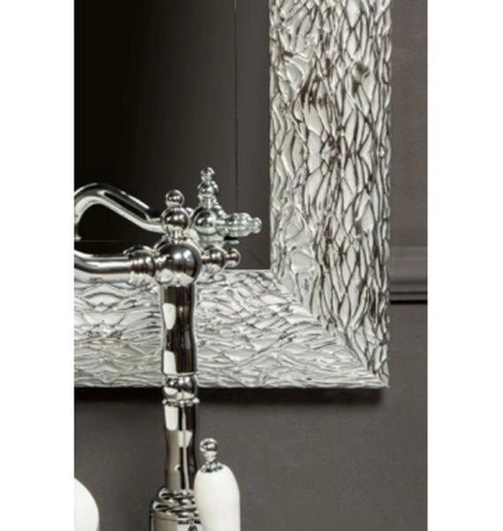 Зеркало Boheme Linea прямоугольная 79х95 535, белый/серебро, рельефная резная рама из массива дерева