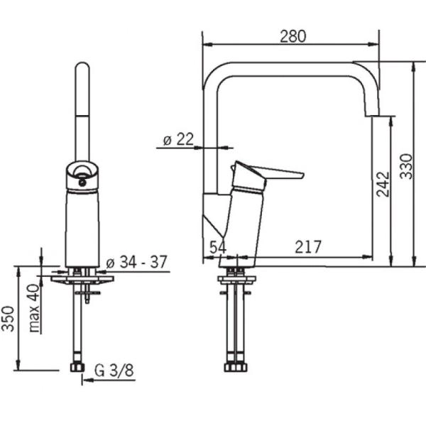 Смеситель для кухни Oras Optima 2733F с высоким поворотным изливом