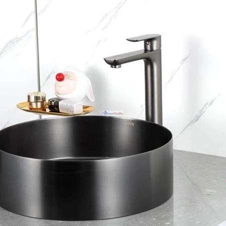 Смеситель высокий для раковины Gappo G1048-92 Оружейная сталь