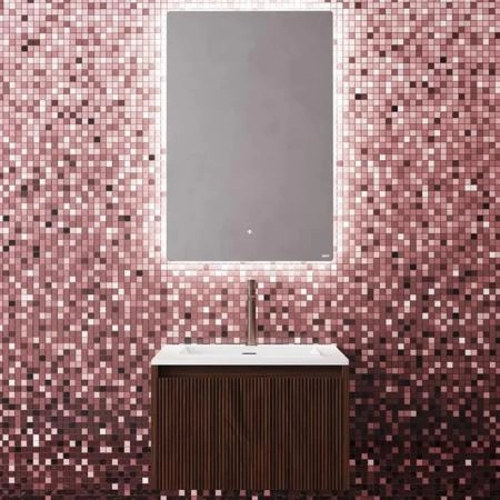 Salini Зеркало для ванны OMBRA 90х90х2.5см., с LED подсветкой, влагостойкое AGC Сrystalvision, сенс. выкл., крепления, обогрев, антизапот.