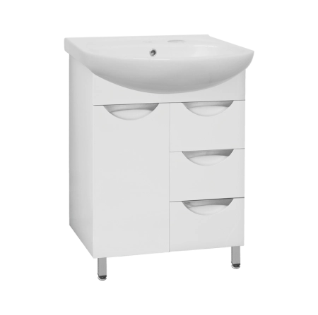 Тумба под раковину Style Line Elfante Жасмин 65 (3 ящ.) напольная с ящиками, белая