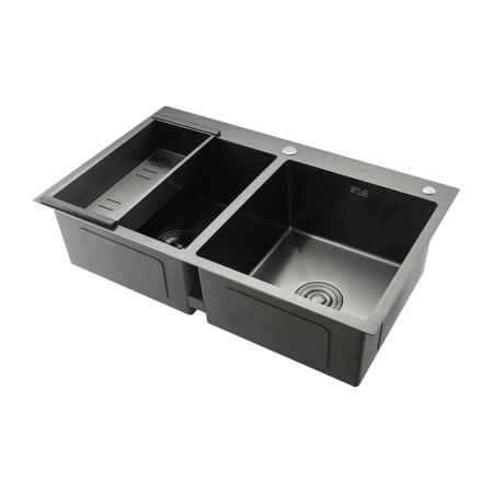 Кухонная мойка GAPPO GS8350-6 с коландером, графит