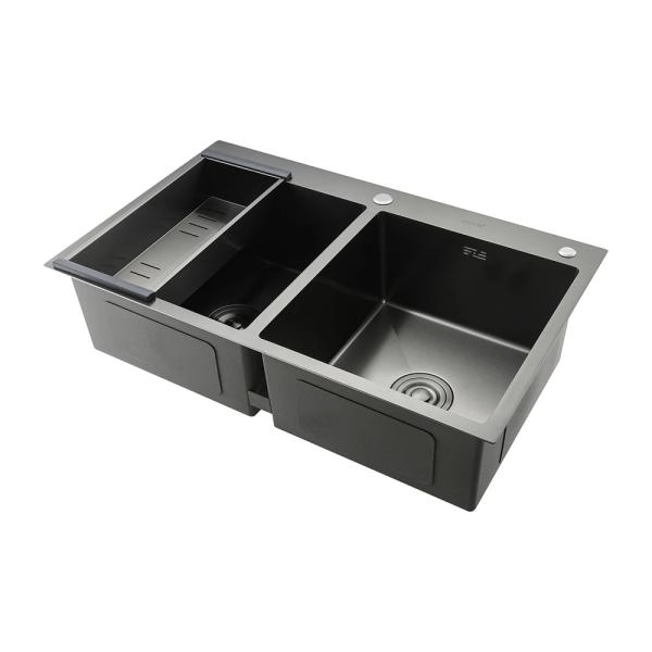 Кухонная мойка GAPPO GS8350-6 с коландером, графит